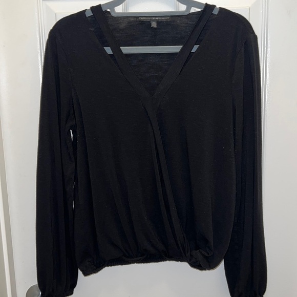 White House Black Market Tops - White House Black Market strappy Surplice Top. Black. Size M.
